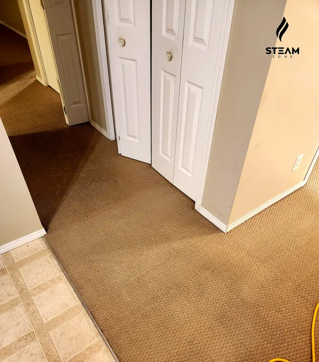 The same hallway carpet after cleaning